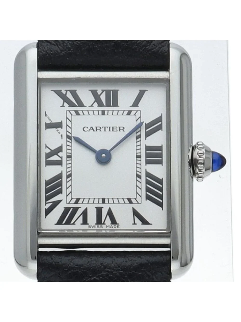 Cartier Tank Must SM Watch SS Leather Silver Polished